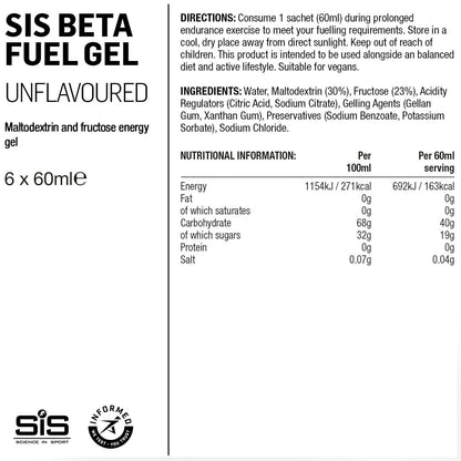 SIS Beta Fuel Energy Gel Sports Energy Gel Box of 6 Gels Alternate 1