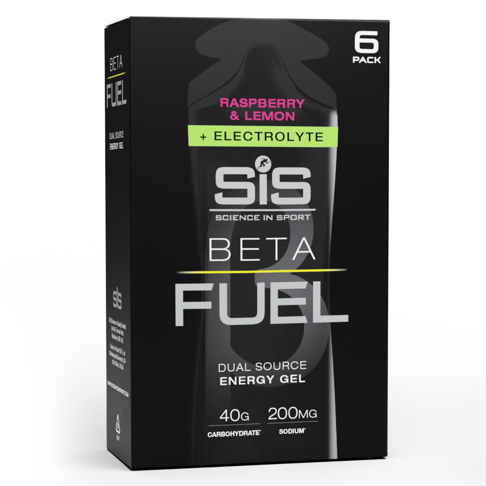 SIS Beta Fuel Energy Gel + Electrolyte Raspberry and Lemon Sports Energy Gel Box of 6