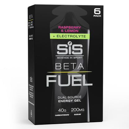 SIS Beta Fuel Energy Gel + Electrolyte Raspberry and Lemon Sports Energy Gel Box of 6