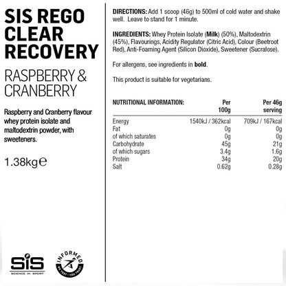 SIS REGO Clear Whey Protein Drink 1.38kg Sports Hydration Powder Alternate 1