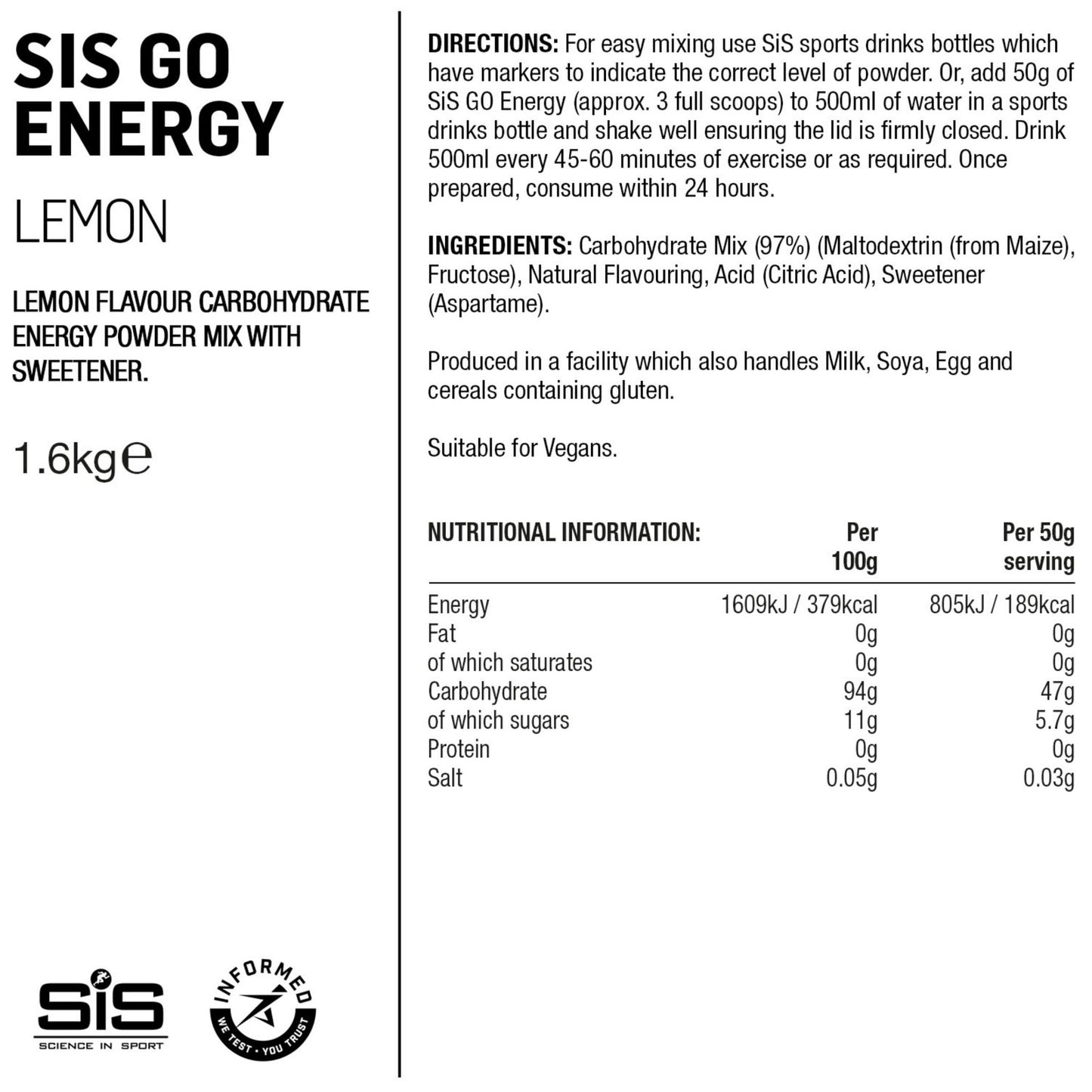 SIS GO Energy Drink Powder 1.6 kg Tub Sports Energy Powder Alternate 1