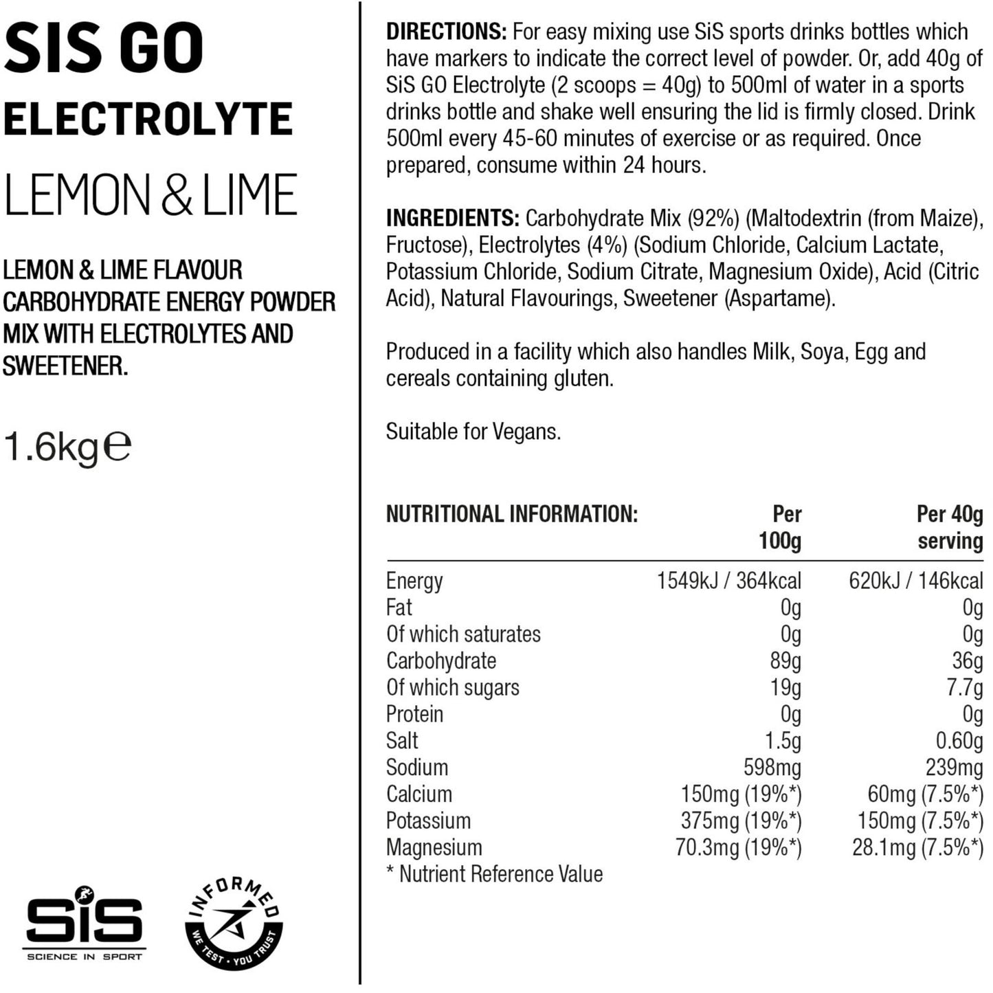 SIS GO Electrolyte Drink 1.6 kg Tub Sports Energy Powder Alternate 1