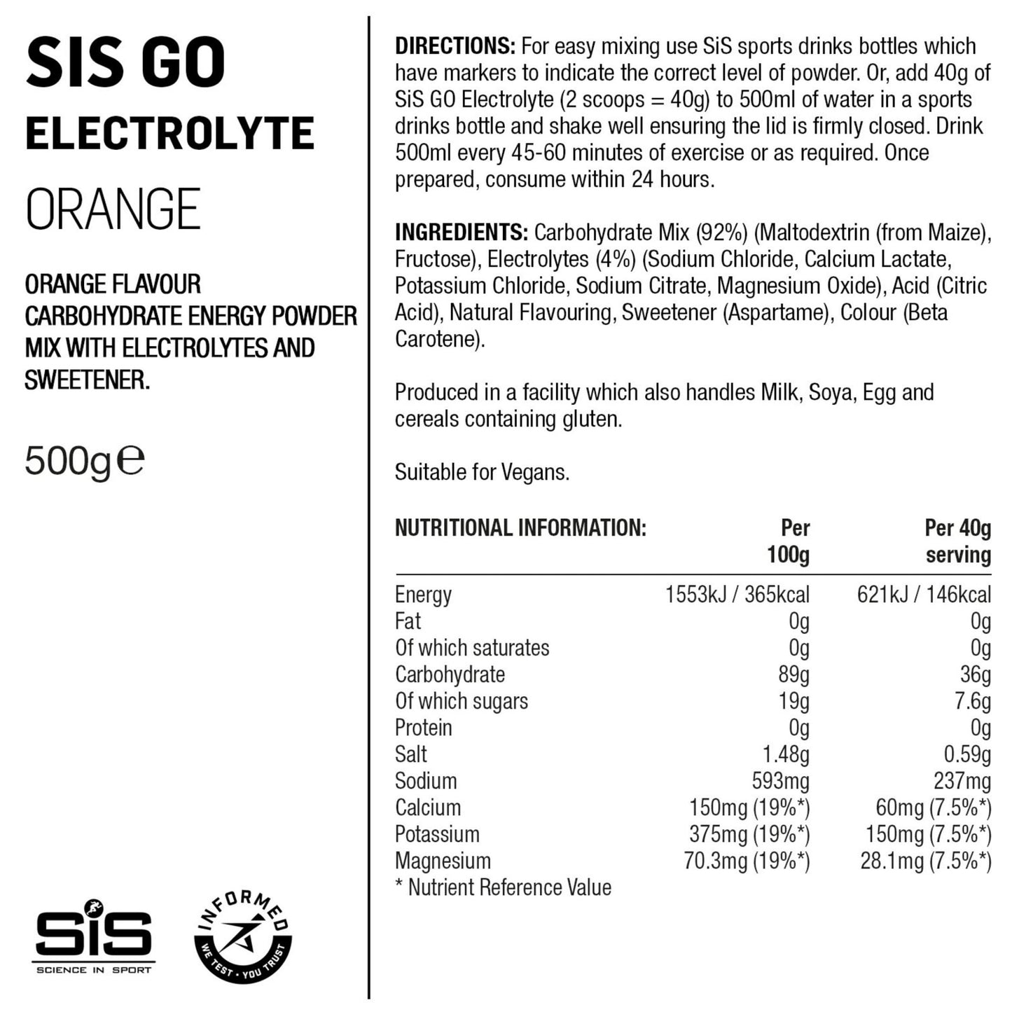 SIS GO Electrolyte Drink 500g Tub Sports Energy Powder Alternate 1