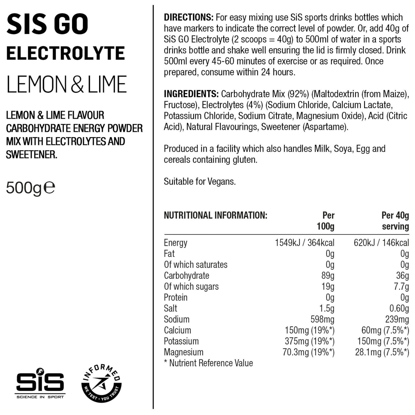 SIS GO Electrolyte Drink 500g Tub Sports Energy Powder Alternate 1