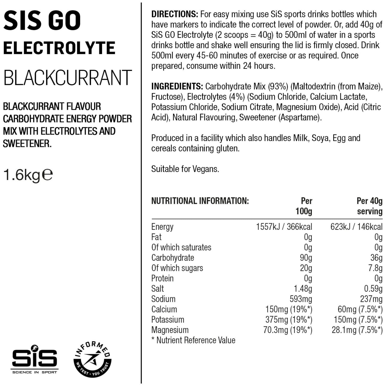 SIS GO Electrolyte Drink 1.6 kg Tub Sports Energy Powder Alternate 1