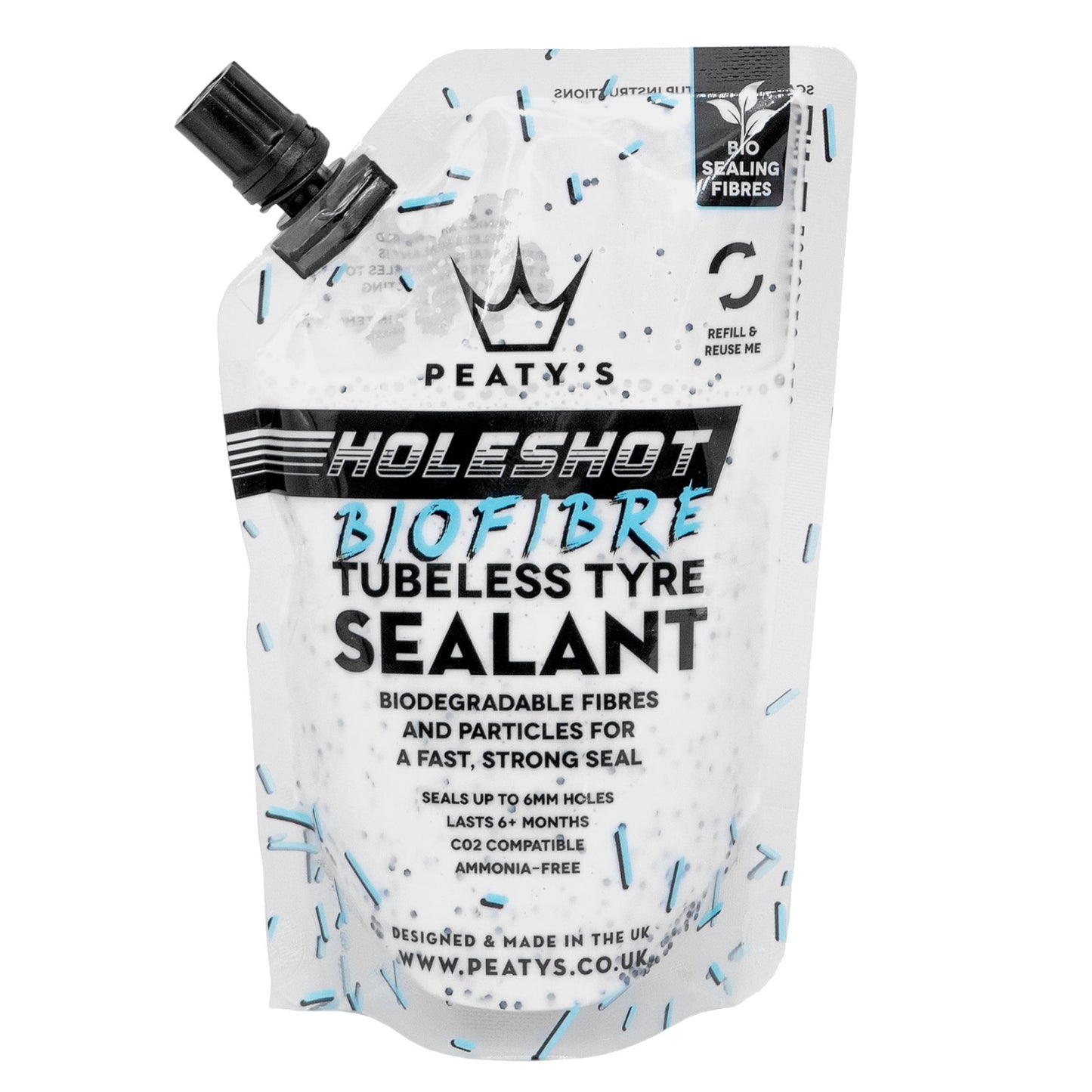 Peaty's Holeshot BioFibre Tubeless Tyre Sealant 120ml Trail Pouch