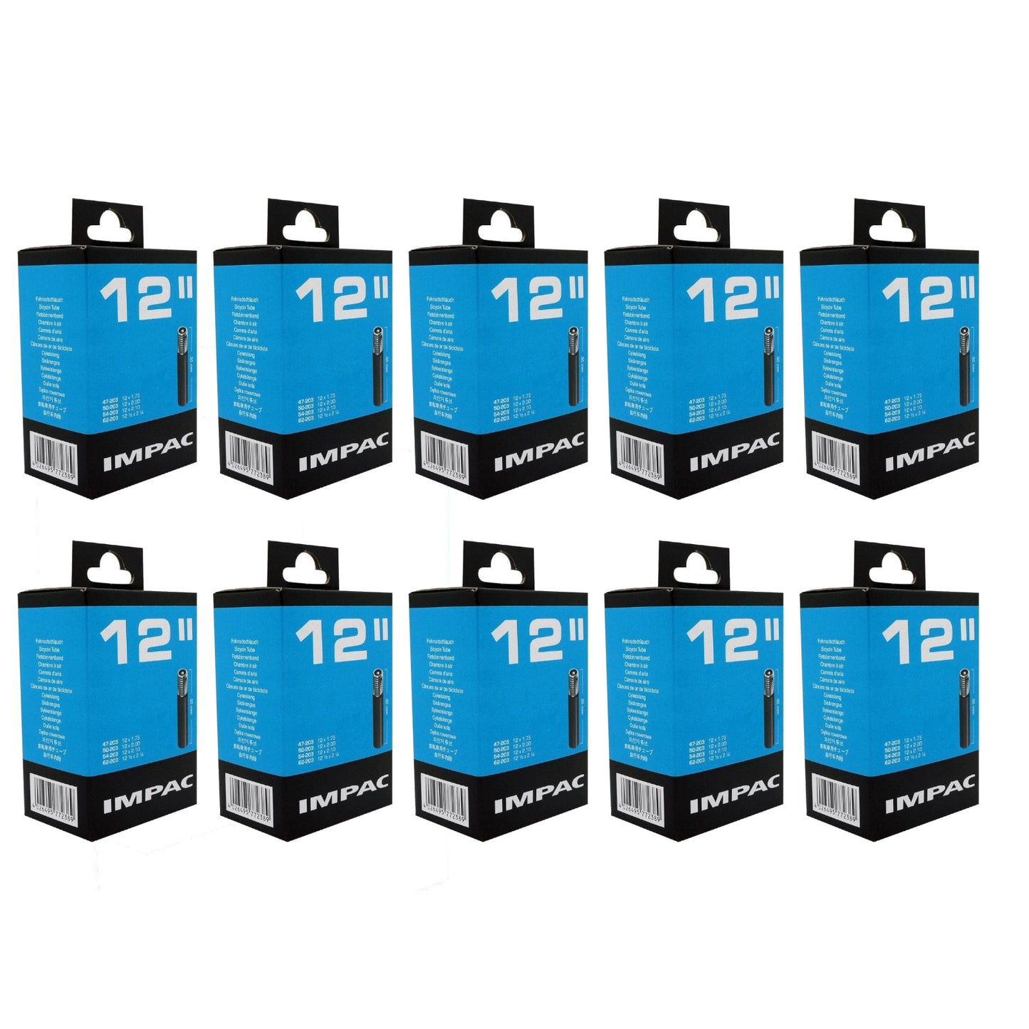 Impac AV12 12 x1.75-2.10 / 1/2 x 2 1/4 (389/010) 12 Inch Schrader Valve Bike Inner Tube