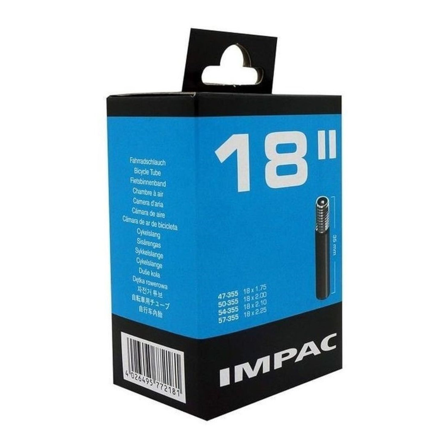 Impac AV18 18x1.75/2.25 (181/030) 18 Inch Schrader Valve Bike Inner Tube Collection