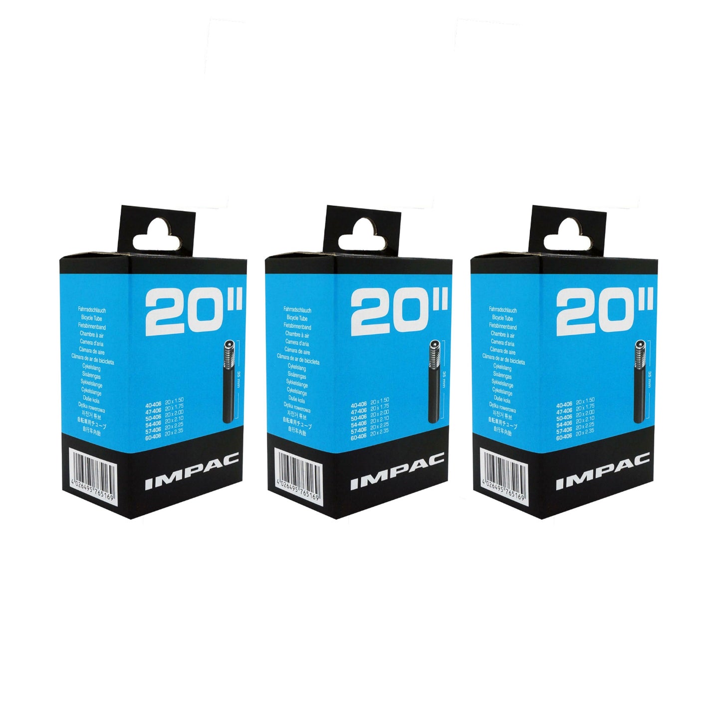 Impac AV20 20 x 1.50/2.35 (040/169) 20 Inch Schrader Valve Bike Inner Tube