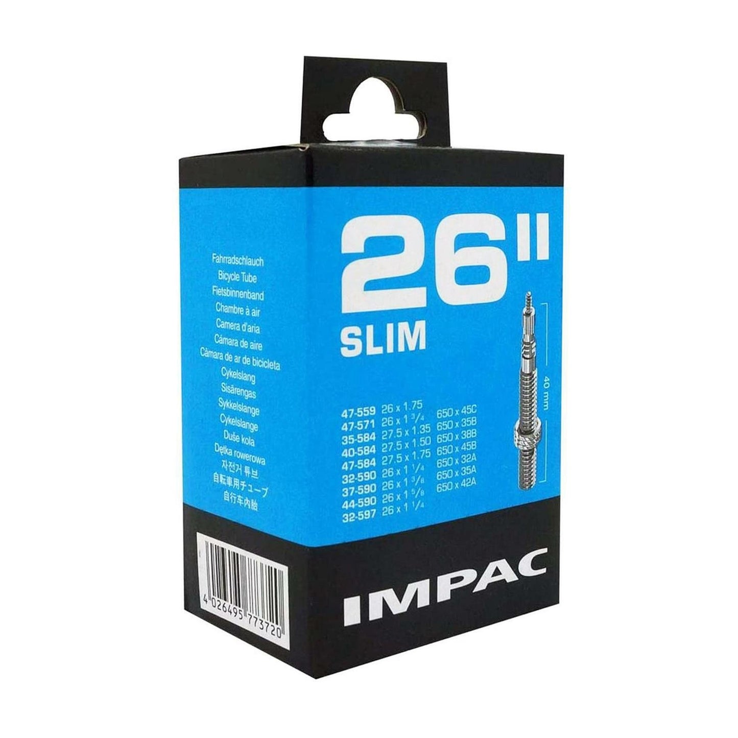Impac SV26 Slim 26 x 1.25-1.75 26 Inch Presta Valve Bike Inner Tube