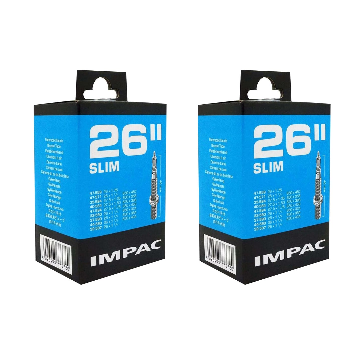 Impac SV26 Slim 26 x 1.25-1.75 26 Inch Presta Valve Bike Inner Tube