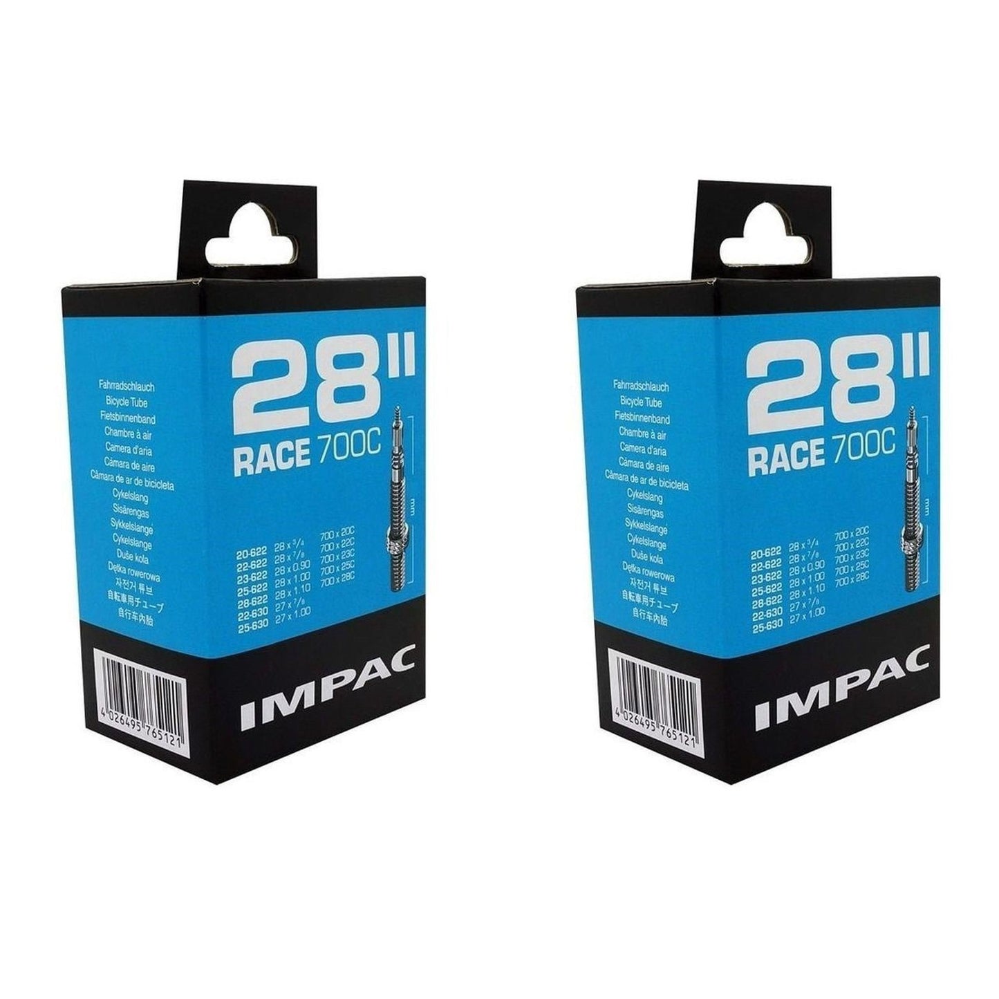 Impac SV28 Race 700x20/28 40mm Valve (121/053) 700c Presta Valve Bike Inner Tube