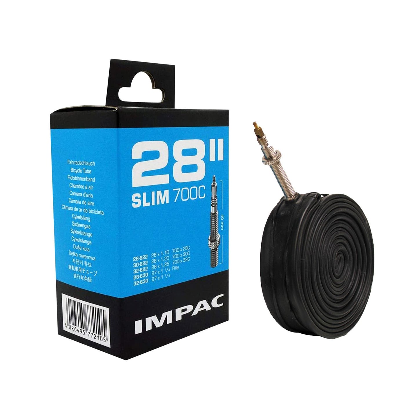Impac SV28 Slim 700 x 28/32mm/27x11/4 700c Presta Valve Bike Inner Tube Collection