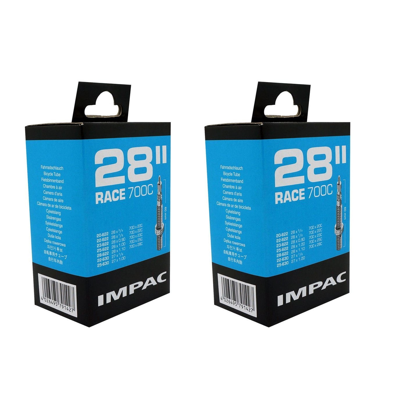 Impac SV28 Race 700x20/28 60mm Valve (427/213) 700c Presta Valve Bike Inner Tube