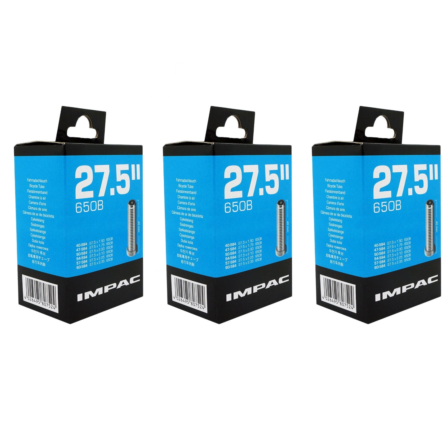 Impac AV27.5 27.5 x 1.75/2.35 (524/360) 27.5 Inch Schrader Valve Bike Inner Tube