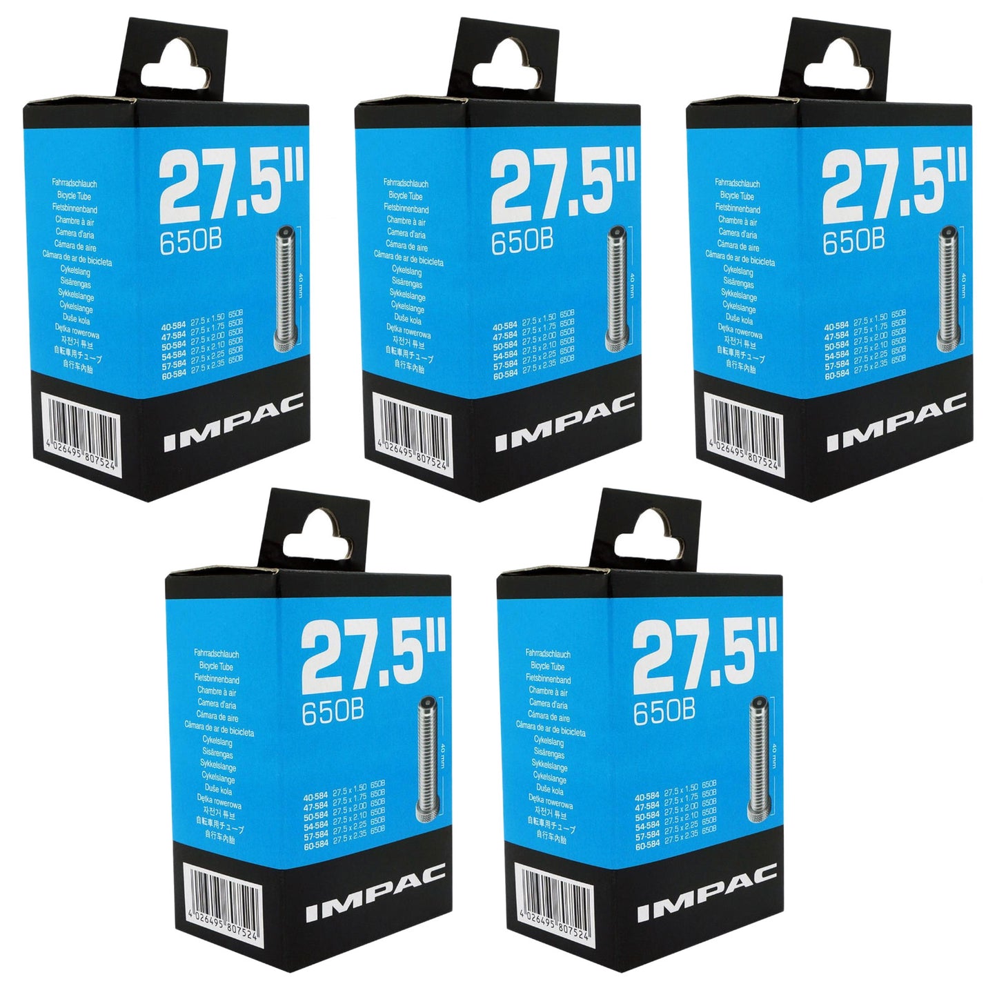 Impac AV27.5 27.5 x 1.75/2.35 (524/360) 27.5 Inch Schrader Valve Bike Inner Tube