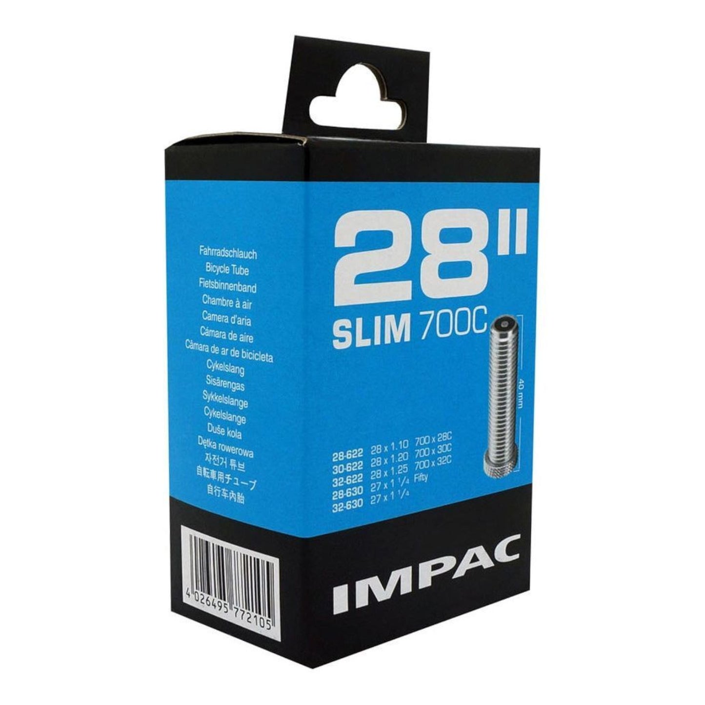 Impac AV28 Slim 700x28/32mm/27x11/4 (722/370) 700c Schrader Valve Bike Inner Tube Collection