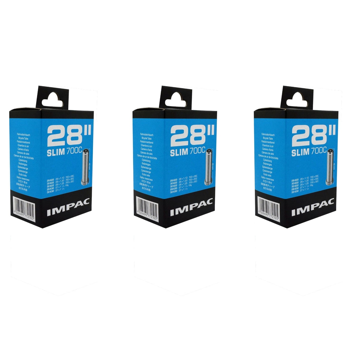 Impac AV28 Slim 700x28/32mm/27x11/4 (722/370) 700c Schrader Valve Bike Inner Tube