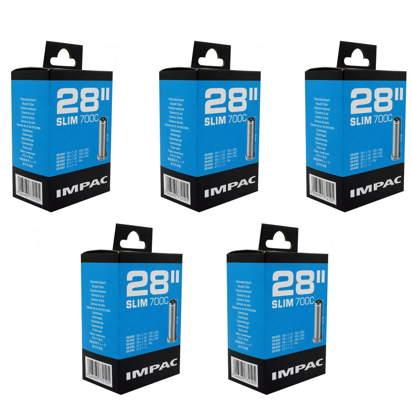 Impac AV28 Slim 700x28/32mm/27x11/4 (722/370) 700c Schrader Valve Bike Inner Tube