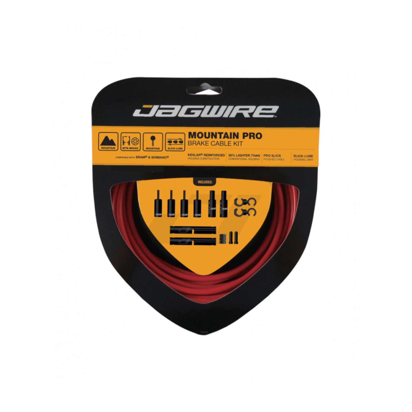 Jagwire Mountain Pro Brake Kit Red Bike Brake Inner & Outer Cable Set Red