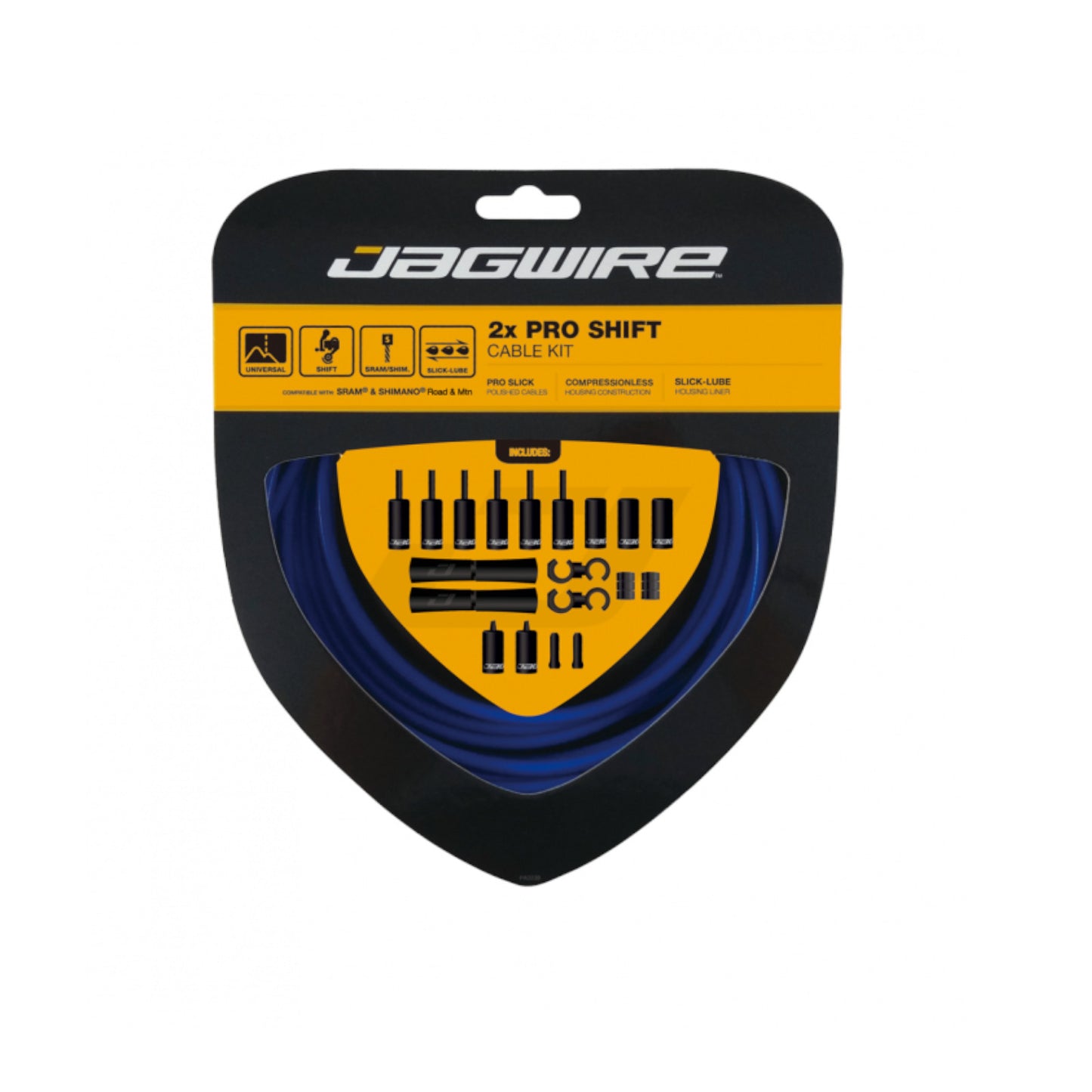 Jagwire Pro Shift Kit 2x Blue Bike Inner & Outer Cable Set SID Blue Front & Rear