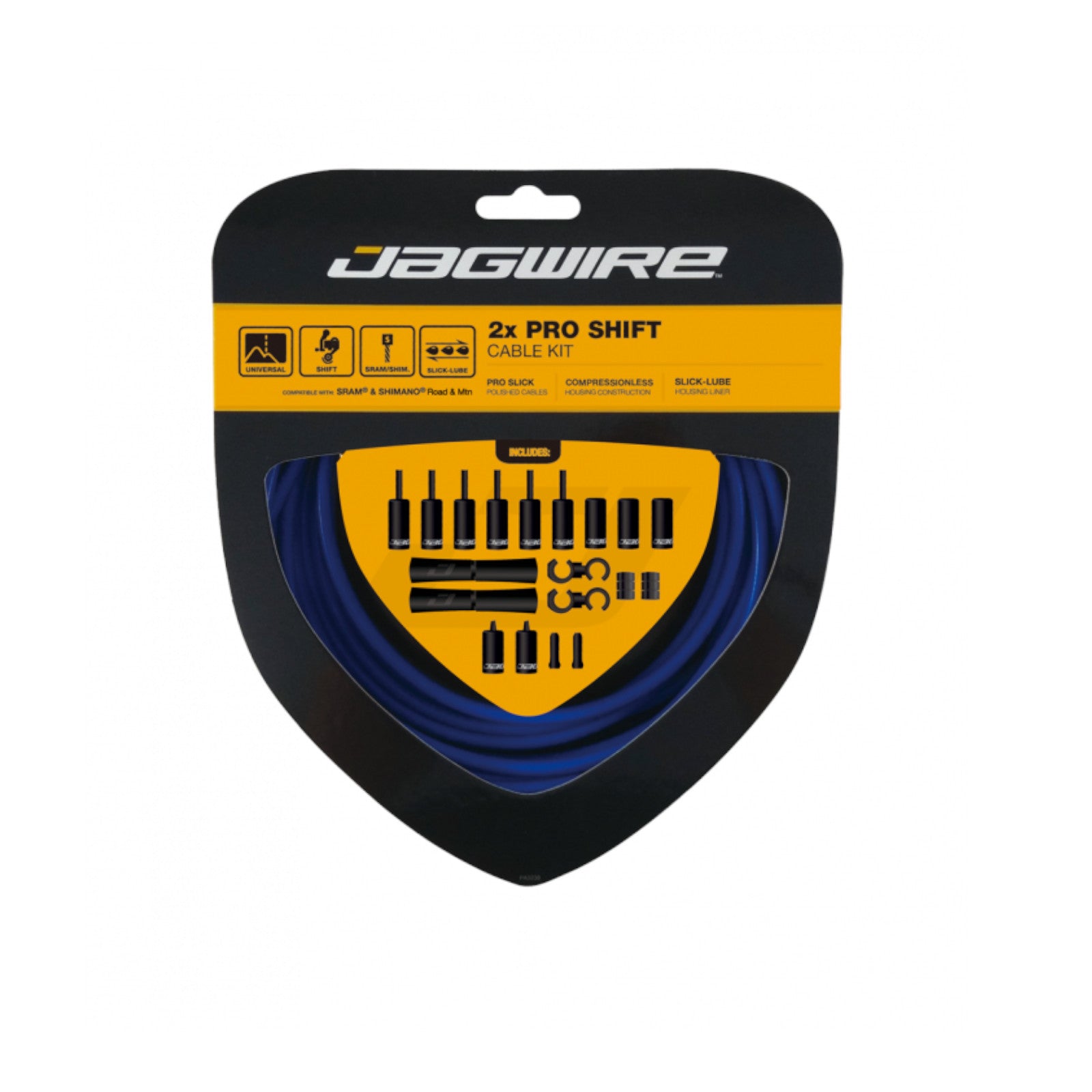 Jagwire Pro Shift Kit 2x Blue Bike Inner & Outer Cable Set SID Blue Front & Rear