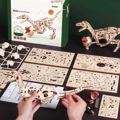 ROKR Velociraptor Mechanical Wooden 3D Puzzle LD01 Alternate 5