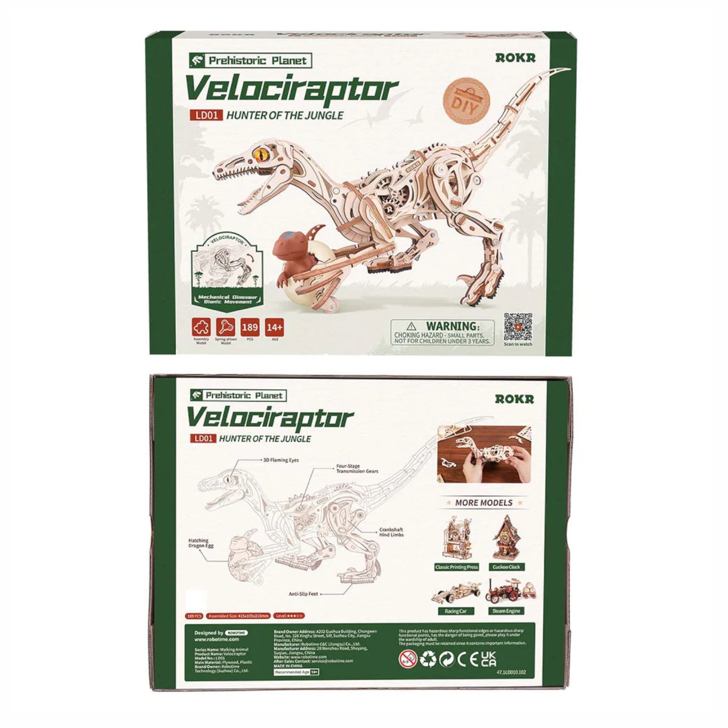 ROKR Velociraptor Mechanical Wooden 3D Puzzle LD01 Alternate 7