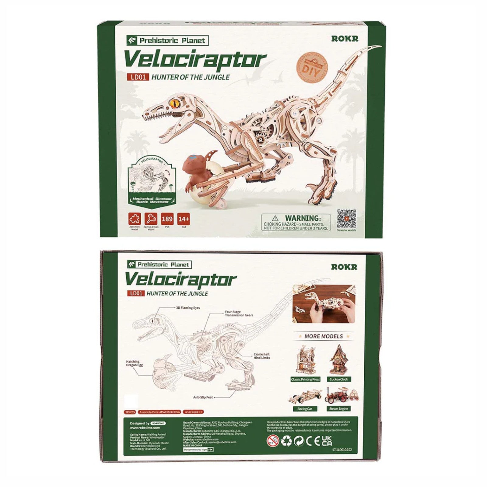 ROKR Velociraptor Mechanical Wooden 3D Puzzle LD01 Alternate 7