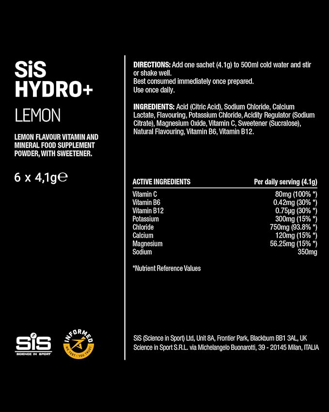 SIS HYDRO+ Stick Electrolyte Drink Mix Hydration Powder | Box of 20 x 4.5g - Various Flavours