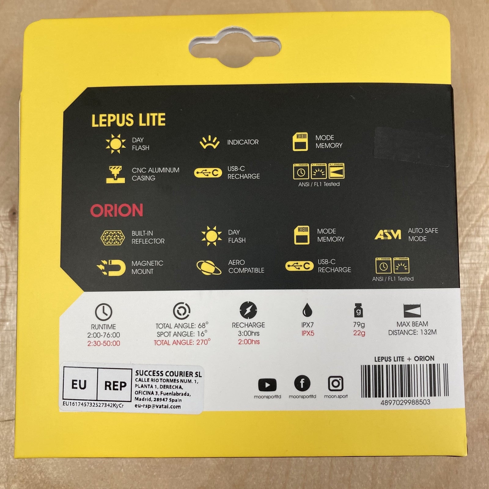 Moon Lupus Lite & Orion Front & Rear Bike Light Set Alternate 3