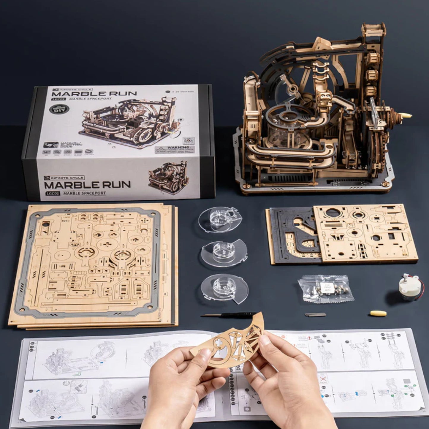 ROKR Marble Spaceport Marble Run LGC01 Wooden 3D Puzzle Alternate 3