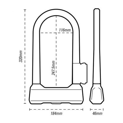 Oxford Grinder S1 14 x 320mm Bike D-Lock Alternate 8