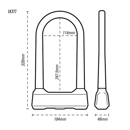 Oxford Grinder S2 16 x 320mm Bike D-Lock Alternate 3