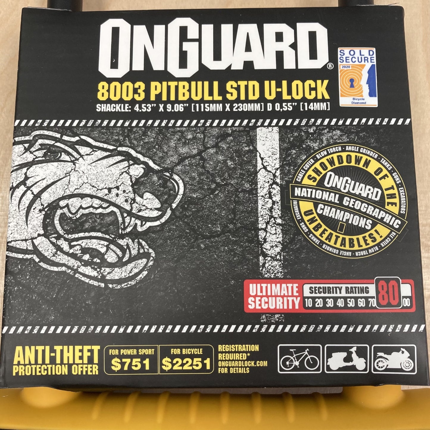Onguard Pitbull Standard 8003 Bike D Lock