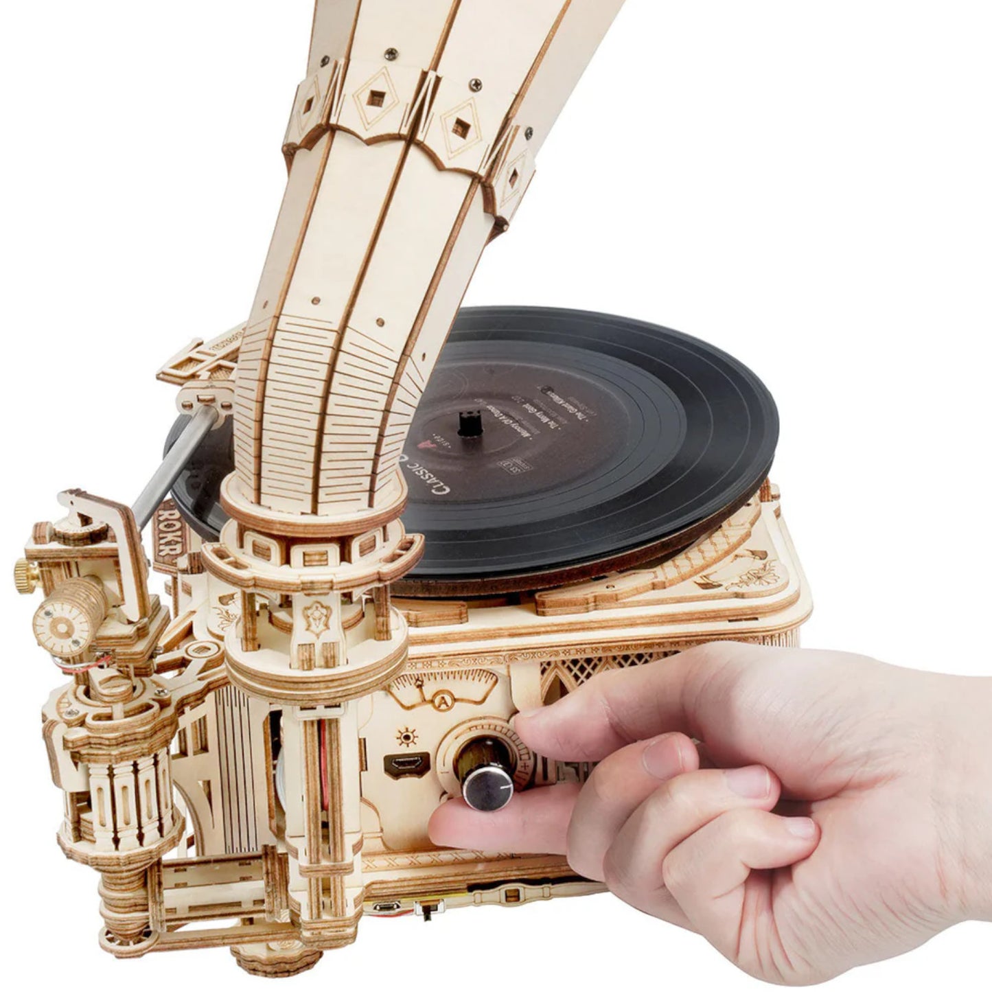 ROKR Classic Gramophone Electric Version Wooden 3D Puzzle LKB01D Alternate 4