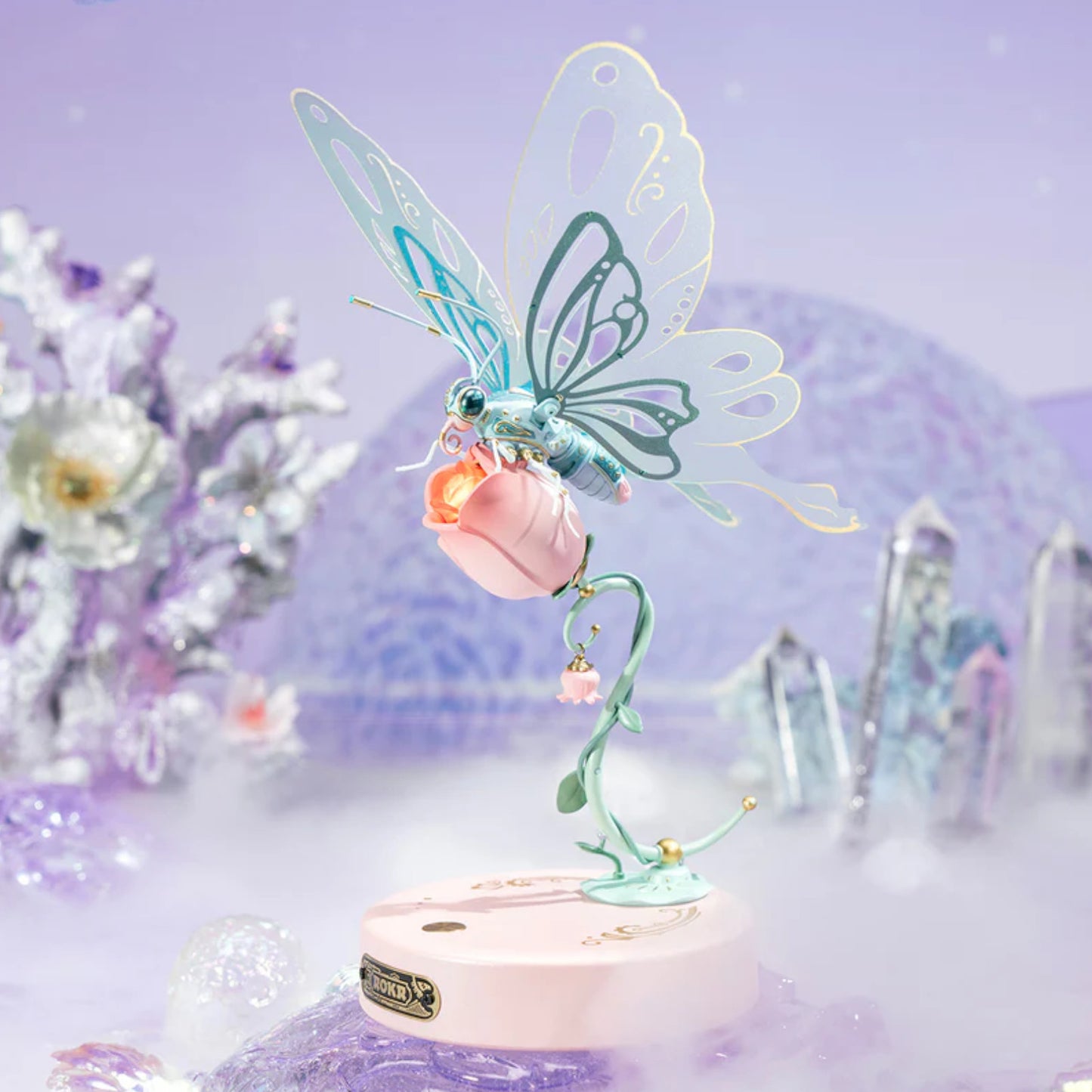 ROKR Butterfly DIY Mechanical MI05P 3D Puzzle Pink Alternate 2