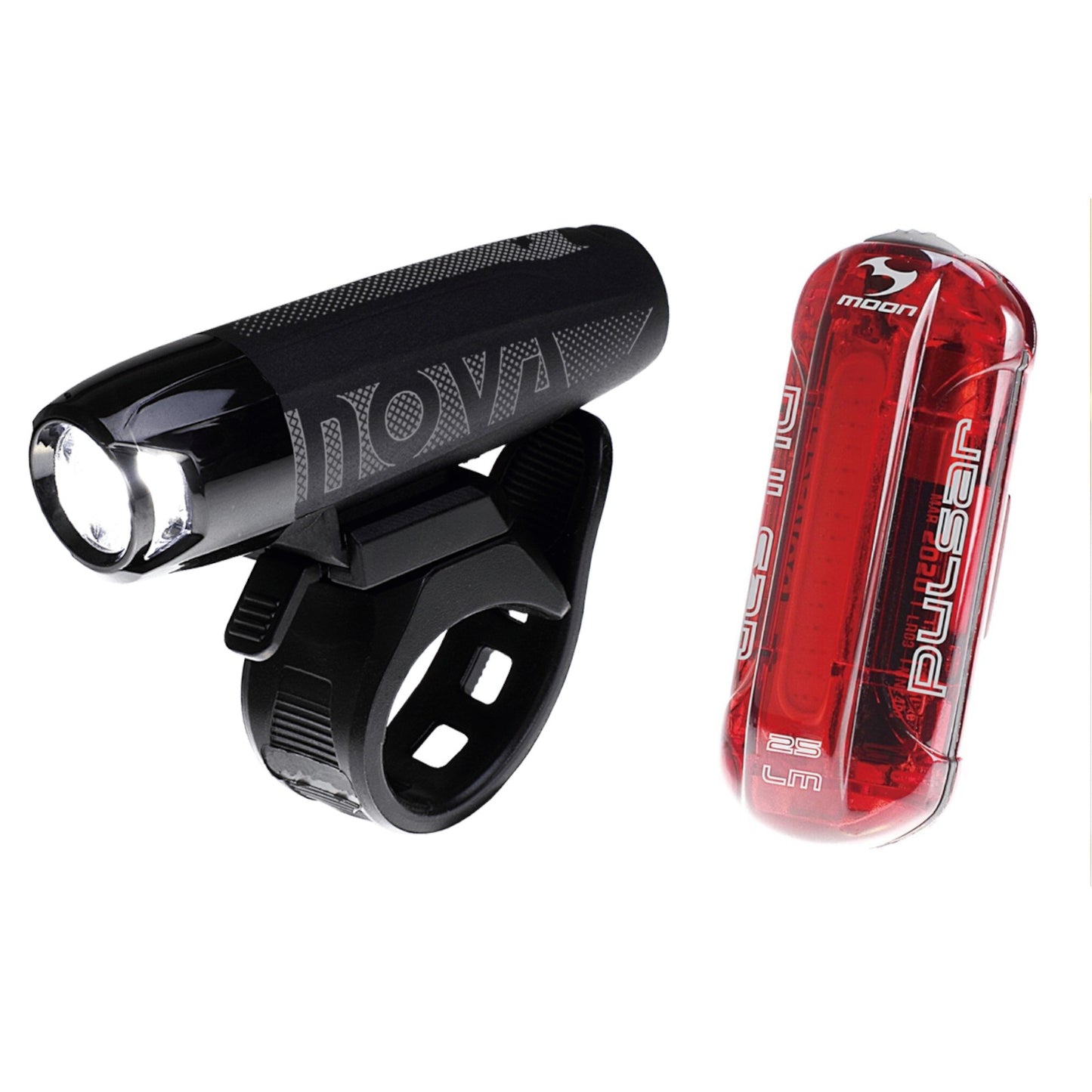 Moon Nova 80 Front & Pulsar Rear Front & Rear Bike Light Set