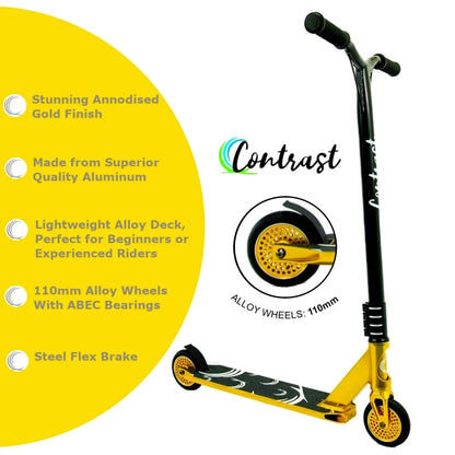 Contrast Pro Ride Stunt Scooter - Ano Gold/Gloss Black