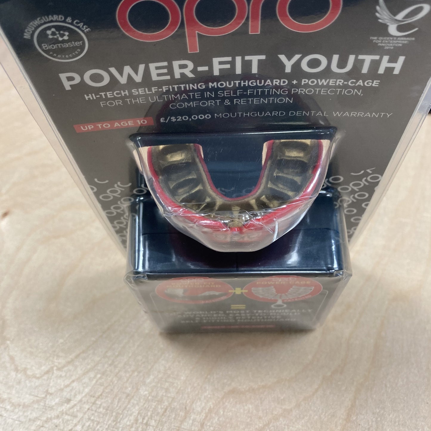 OPRO Power-Fit Junior Kid's Rugby Protective Mouthguard Jaws Red/Gold Alternate 2