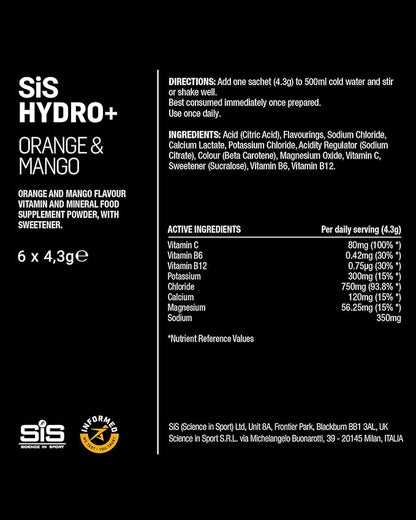 SIS HYDRO+ Stick Electrolyte Drink Mix Hydration Powder | Box of 20 x 4.5g - Various Flavours