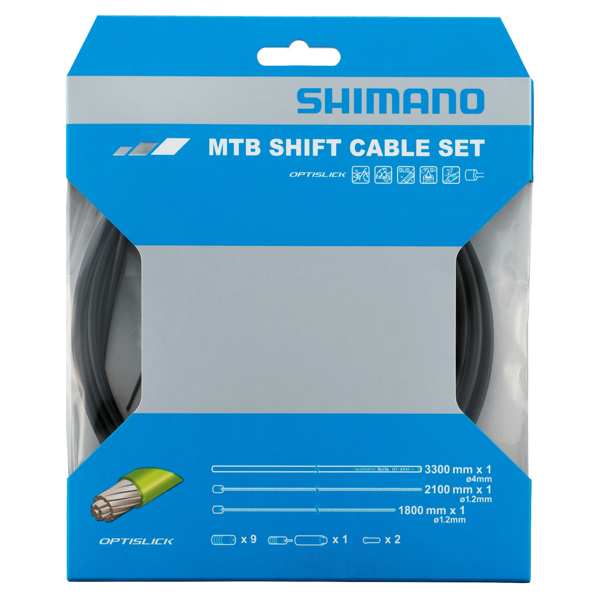 Shimano MTB OPTISLICK Coated Stainless Steel Bike Inner & Outer Cable Set