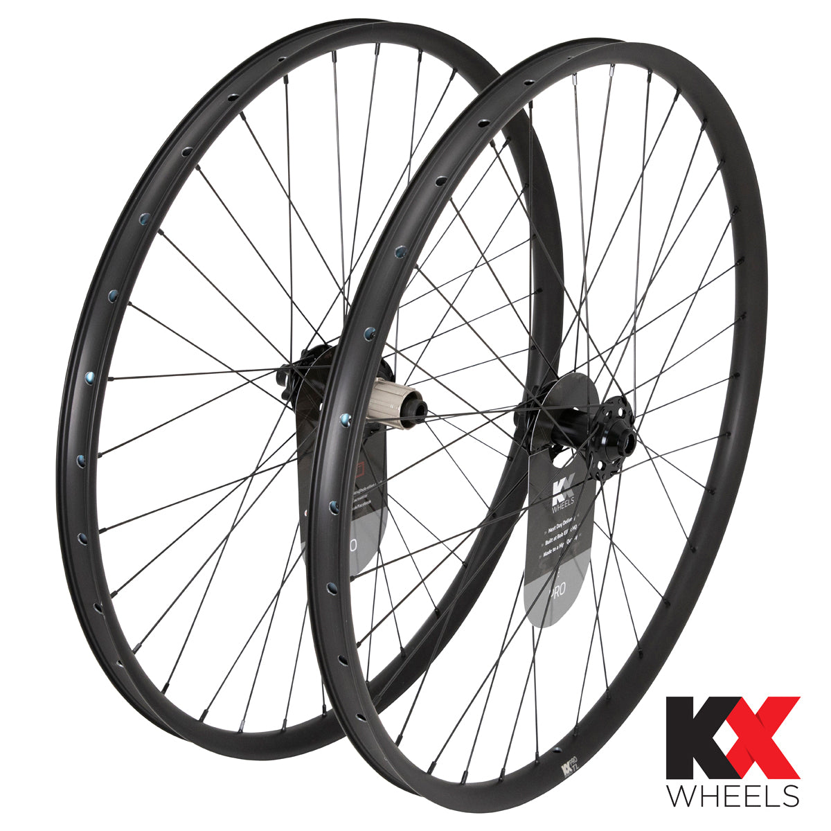 KX Wheels Pro MTB Disc Tubeless Thru Axle Wheels in Black 27.5 Inch Bike Wheel Set Wheelset