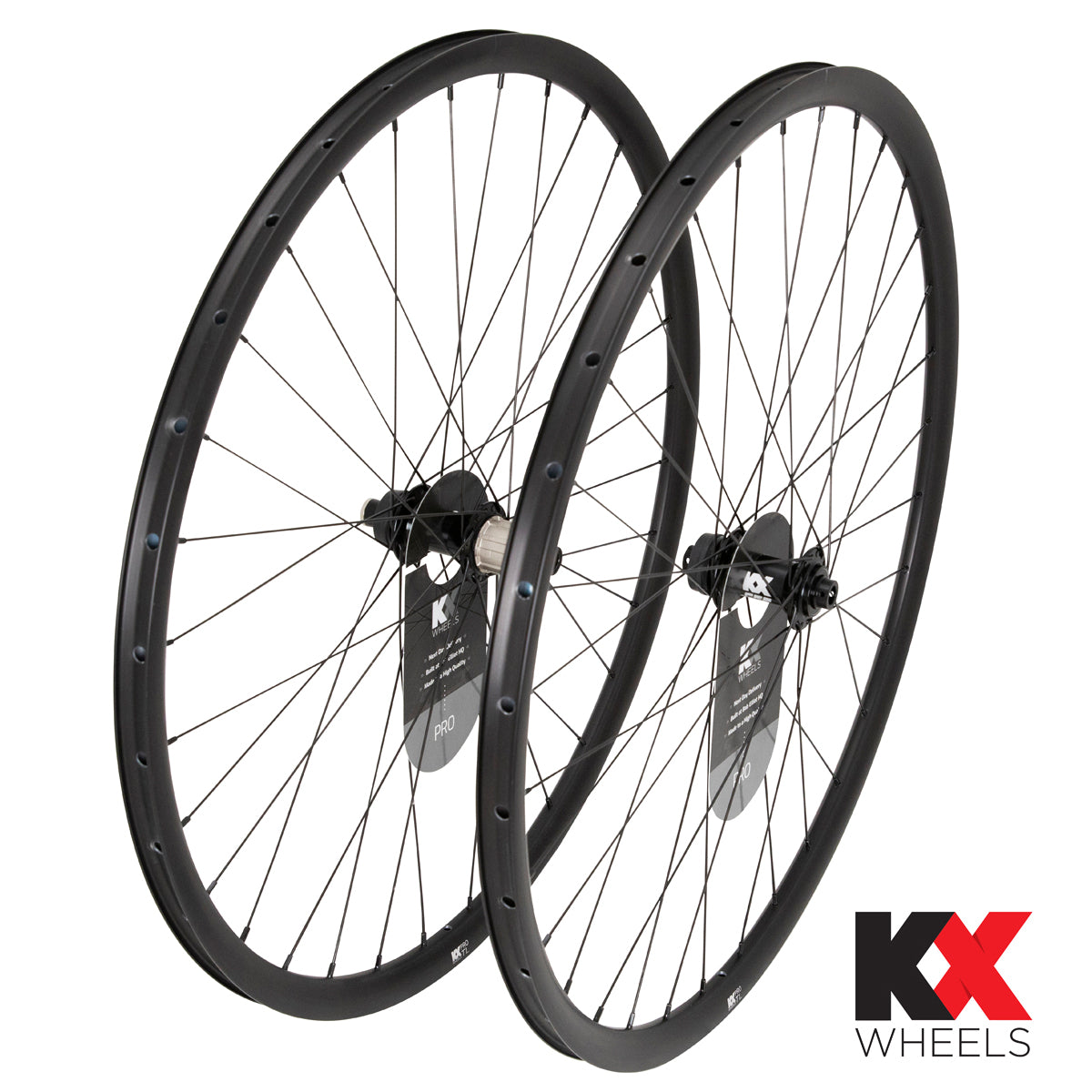 KX Wheels Pro Road Disc Tubeless Thru Axle Wheels in Black 700c Bike Wheel Set Wheelset