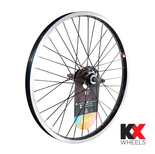 KX Wheels Junior Singlewall Solid Axle Screw On Wheel Rim Brake in Black 20 Inch Rear Bike Wheel