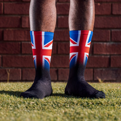 Sox Footwear United Kingdom Flag Black Premium Crew Men's Cycling Socks Alternate 1