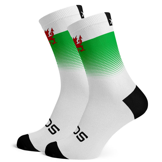 Sox Footwear Wales Flag White Premium Crew Men's Cycling Socks