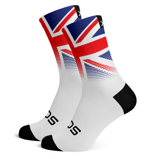 Sox Footwear United Kingdom Flag White Premium Crew Men's Cycling Socks