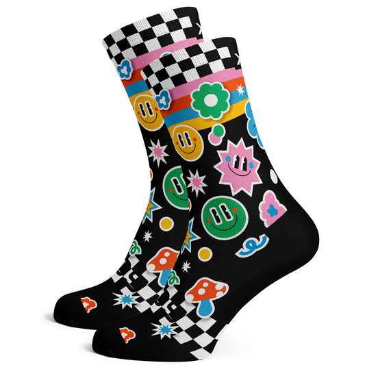 Sox Footwear Sticker Bright & Fun Premium Crew Men's Cycling Socks