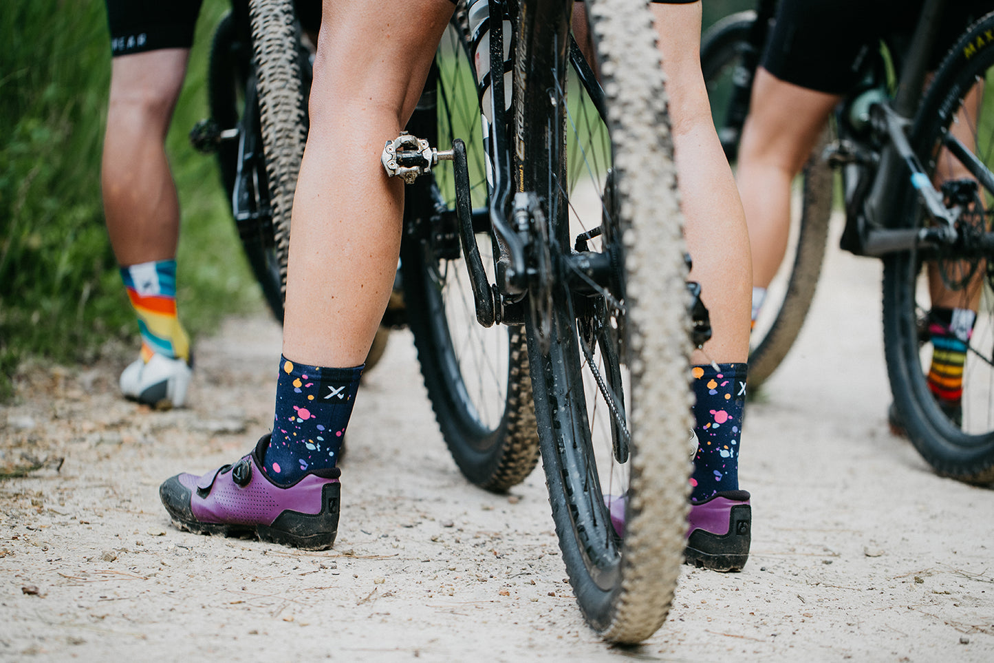 Sox Footwear Purple Splash Bright & Fun Premium Crew Men's Cycling Socks Alternate 1
